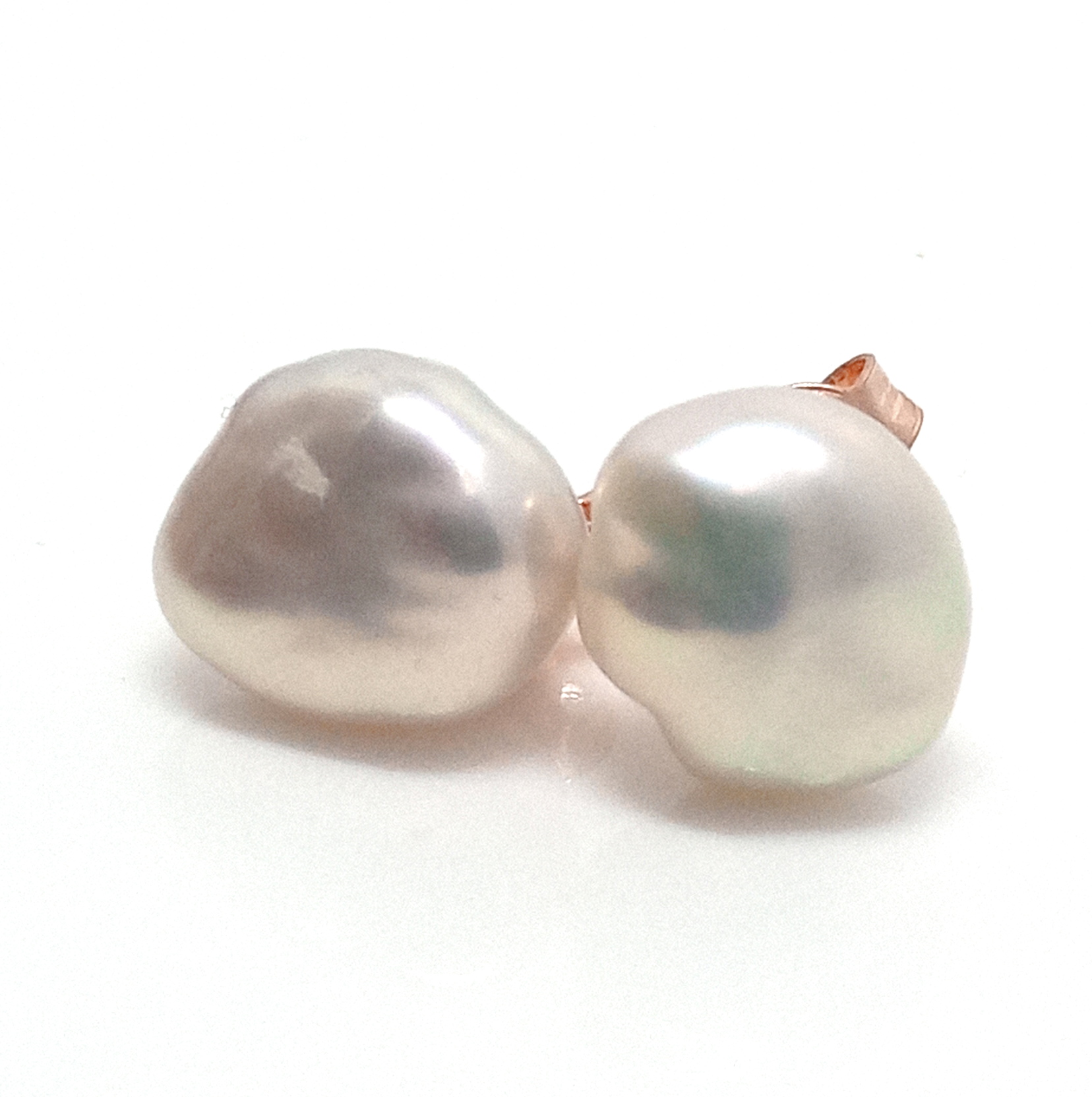 White 8-9mm Keishi Button Pearl Stud Earrings